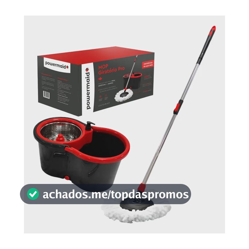 Mop Giratório Pro Com Centrífuga em Aço Inox Powermaid