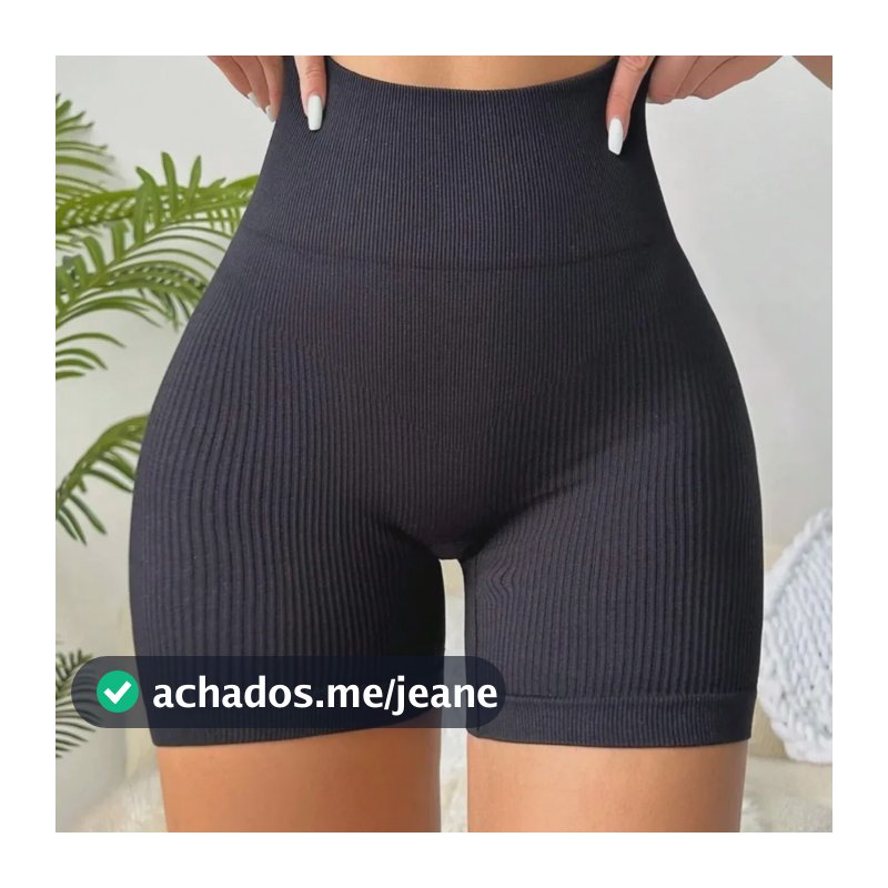 Shorts Canelado Fitness Academia Feminino Confortável Preto M
