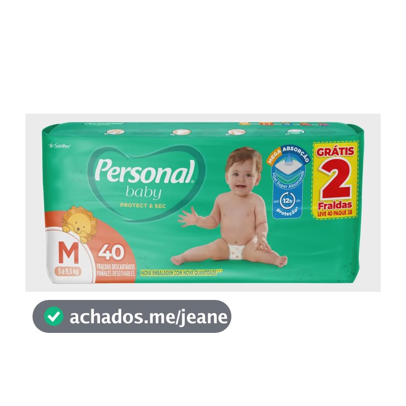 Fralda Descartável Personal Baby Protect & Sec M 40 Unidades