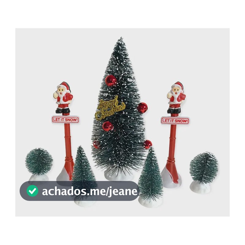 Kit 7 Enfeites Natalinos Mesa Natal Decoração Pinheiro Neve Vila Natalina Cenário De Natal