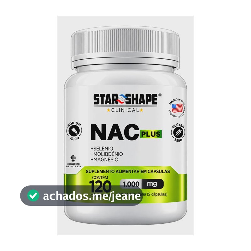 Nac N-acetil L-cisteina 1000 Mg, 120 Cap Star Shape Sem Sabor