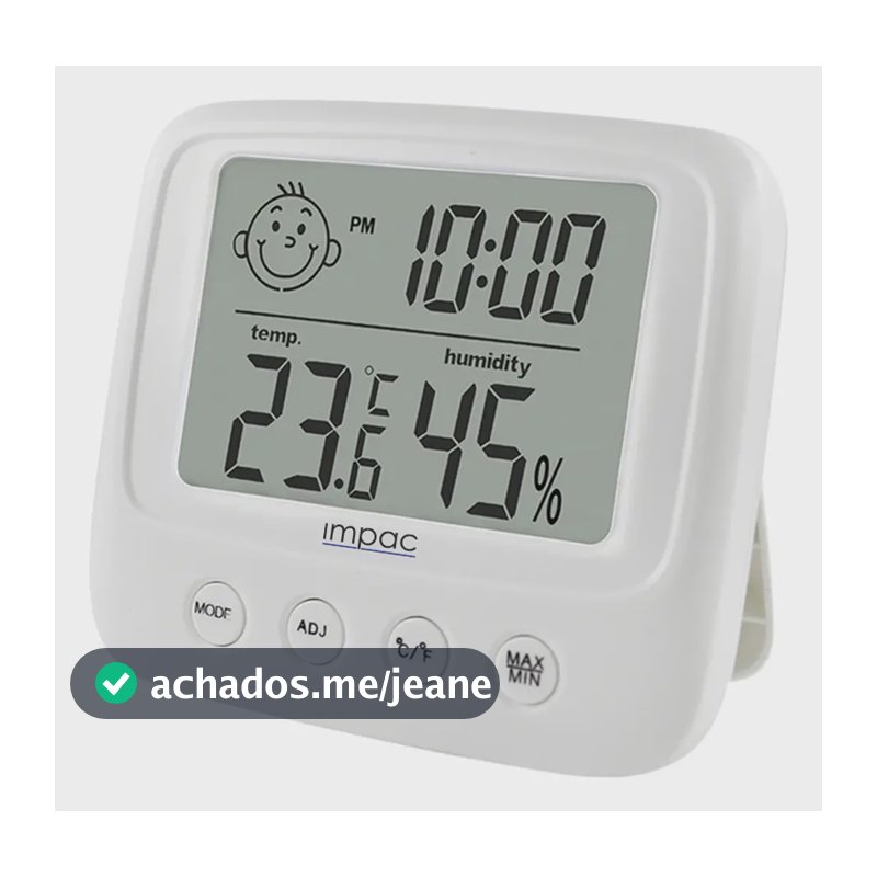 Termohigrômetro Temperatura Umidade Relógio Digital
