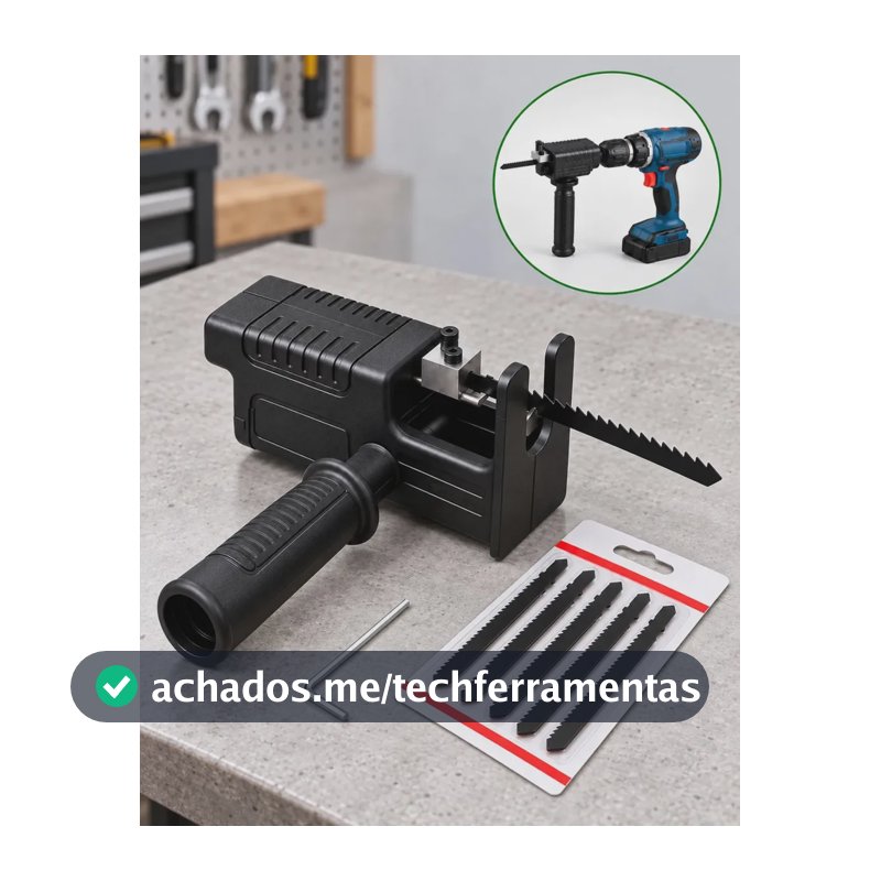Adaptador Serra Tico-Tico 3/8" para Furadeira e Parafusadeira com 5 Lâminas para Madeira