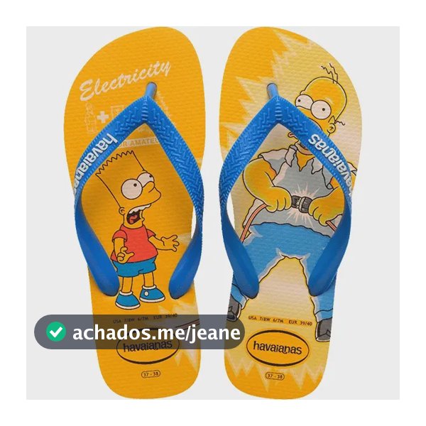 Chinelo Havaianas Legítima Simpsons Adulto Amarelo Homer/bart 35/36