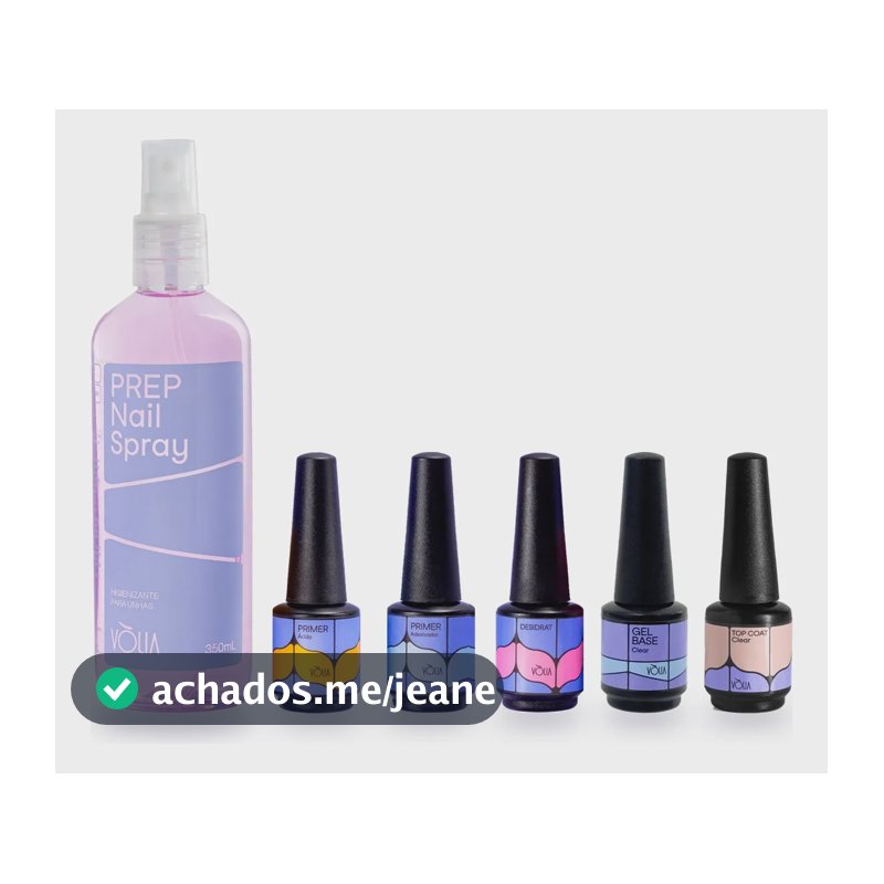 Vòlia Kit Blindagem Prep Topcoat Finalizador Primer Gel Base Incolor
