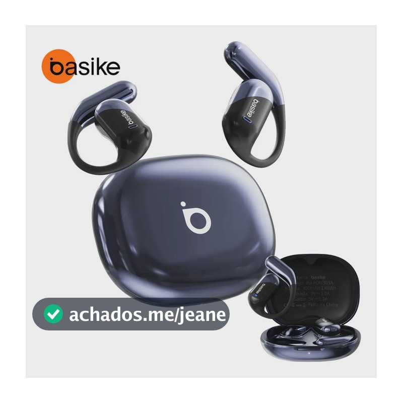 Fone de Ouvido Sem Fio Bluetooth 6.1 Esportivo OWS Com Ganchos Estéreo Hi-Fi com Microfone para Chamadas Claras, Controle de Volume Basike Fone Ouvido para Academia Corrida e Gamer, 100h Standby