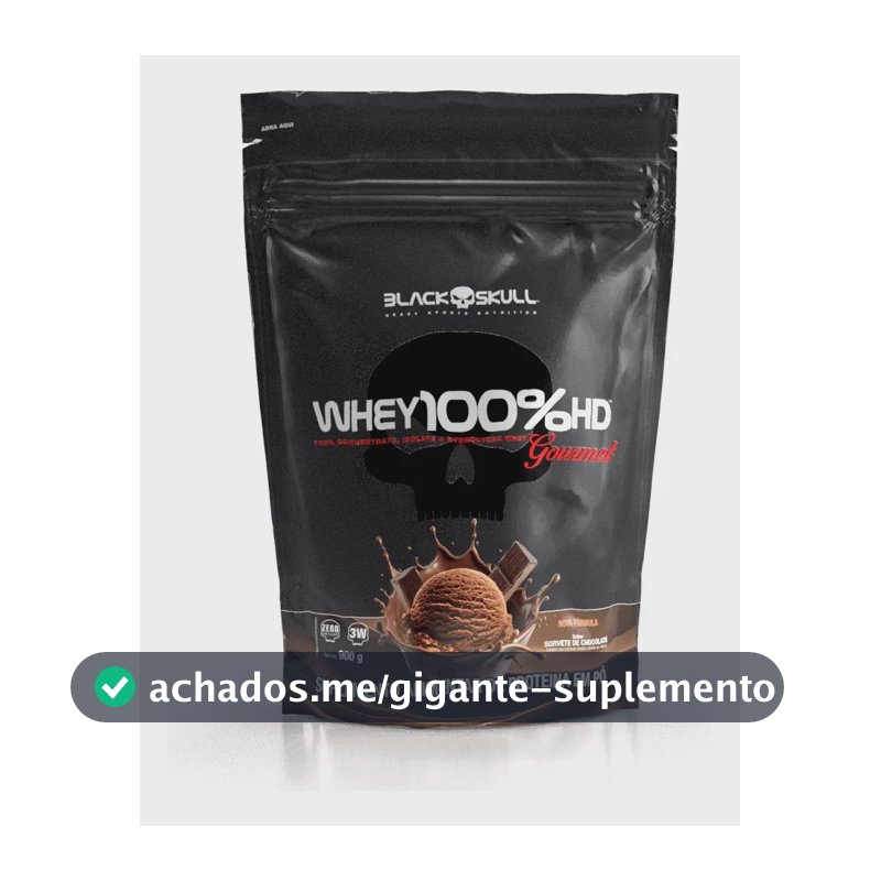 Whey 100%hd Gourmet 900g Refil Black Skull Sabor Chocolate