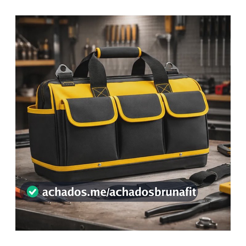 Bolsa Maleta De Ferramentas Grande 18 Polegadas Reforçada 16 Bolsos Para Eletricista E Profissionais - Fundo Firme Rígido Travunker