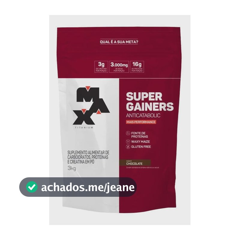 Hipercalórico 3kg Super Gainers Max Titanium Sabor Chocolate Alto Valor Calórico