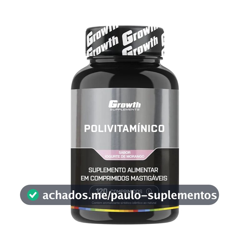 Polivitaminico Mastigável 120un. Growth Supplements - Sabor Morango