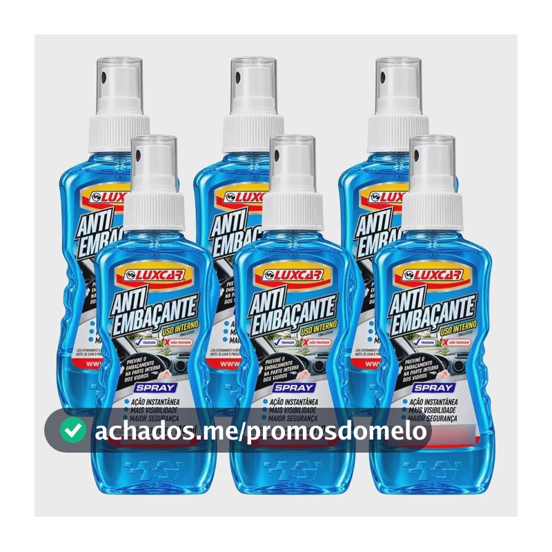 Kit 6 Antiembaçante Spray Luxcar 110ml Vidros Automotivos