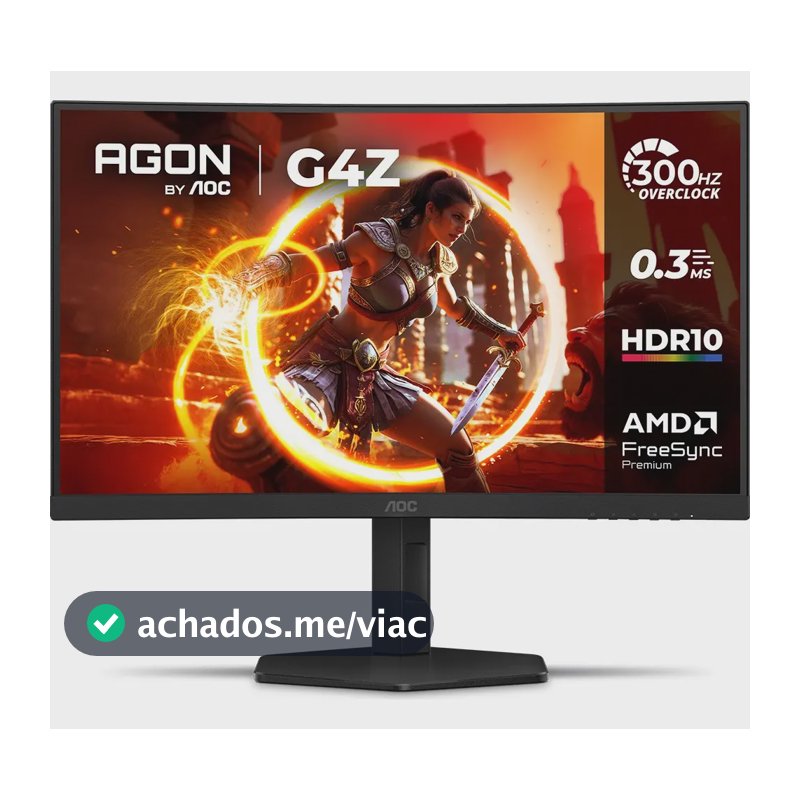 Monitor Gamer Curvo AOC AGON G4Z 27" 300Hz 0,3ms HDR10 Base Ajustável C27G4Z/P Preto