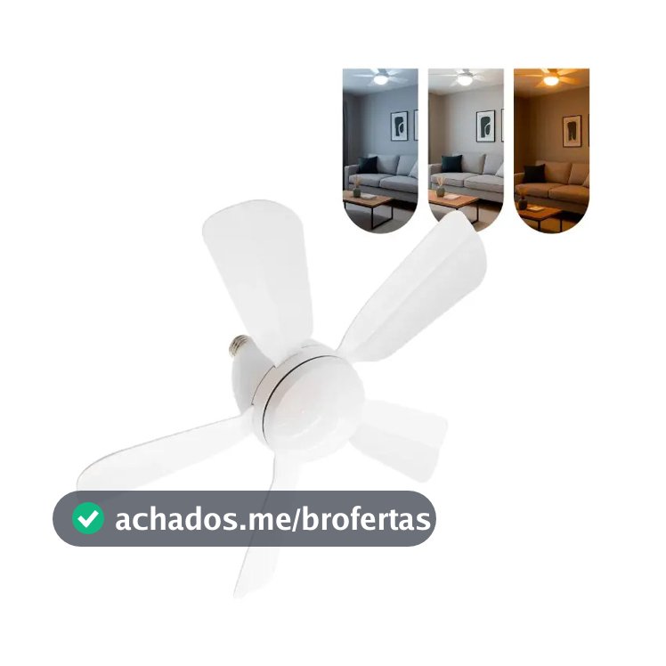 Ventilador de Teto Kaprot Silencioso 6 Pás LED Controle Remoto Diâmetro 42cm