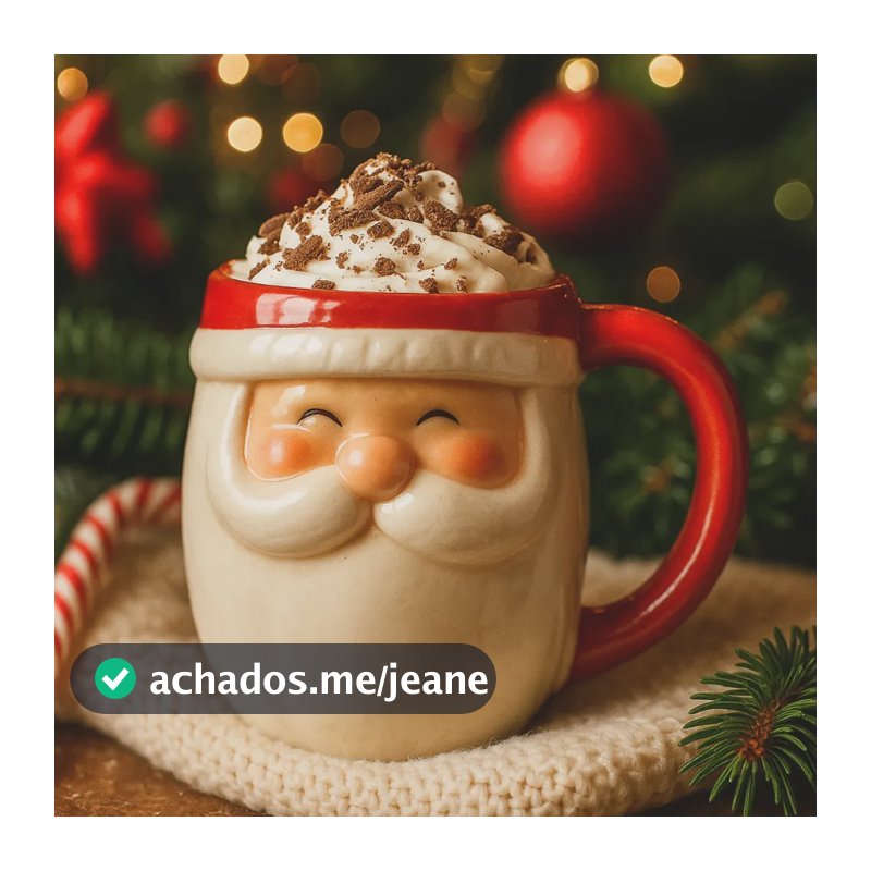 Caneca Natal Enfeite Papai Noel 330ml Presente Porcelana Vermelho Papai Noel