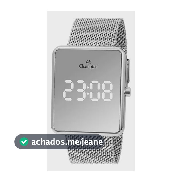 Relógio de pulso digital Champion CH40080S com corria de aço cor prata - fondo espelhado
