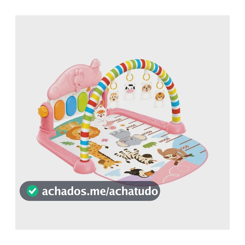 Tapete De Atividades Bebê Piano Musical com 5 Brinquedos Interativos Happy Maxi Baby - Rosa