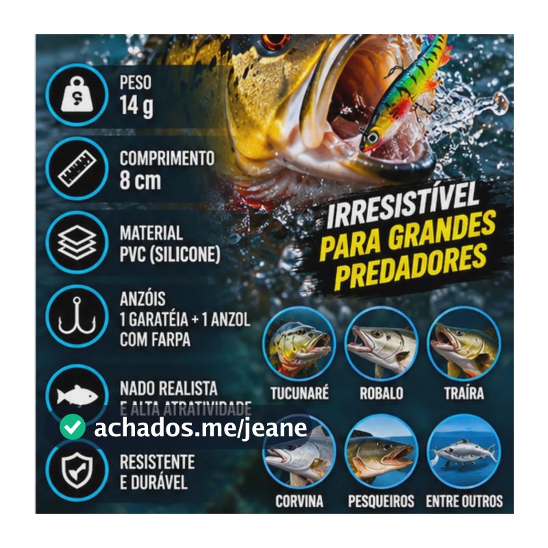 Iscas Artificiais Shad Soft 8cm 14g Tucunaré Traíra Pro Tigrado