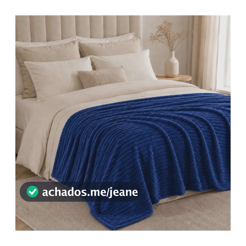 Cobertor Manta Soft Canelada Macia Casal Microfibra Fofinha Canelado 700 G Azul-marinho