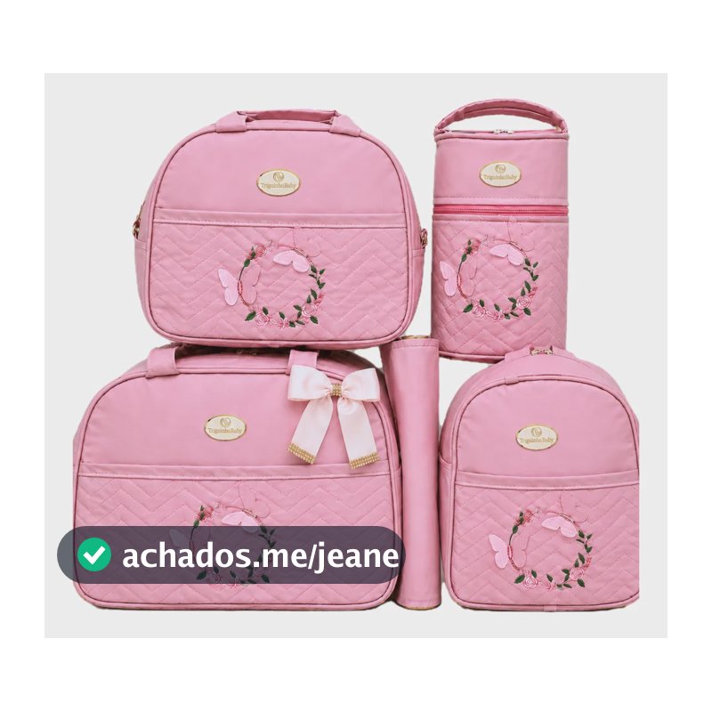 Kit Maternidade 5 Peças Borboletas Bailarina - Bolsa Menina Rosa Borboletas