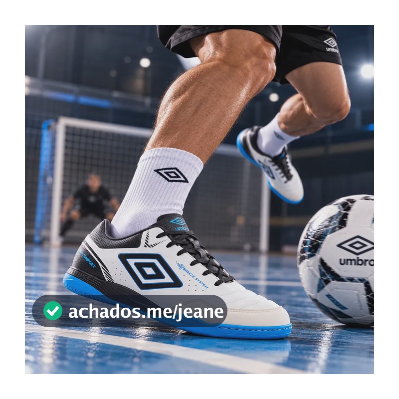 Chuteira Futsal Umbro Neo Comfort Ii Masculina Indoor Branco/azul 40 Br
