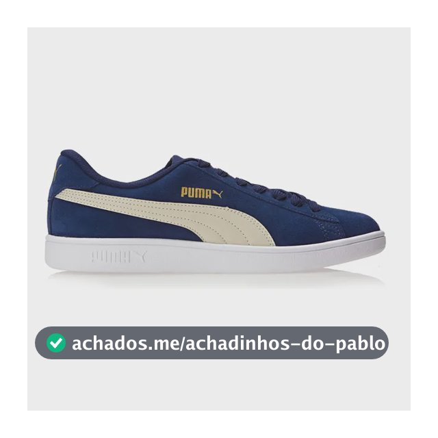 Tênis Masculino E Feminino Smash V2 Bdp Puma Peacoat-tapioca-puma Team Gold-puma White Liso 40