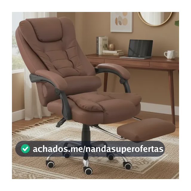 Cadeira De Escritório Itália Presidente Ergonômica Couro Sintético Encosto Ajustável Com Trava E Apoio Para Pés Cor Marrom Luvinco