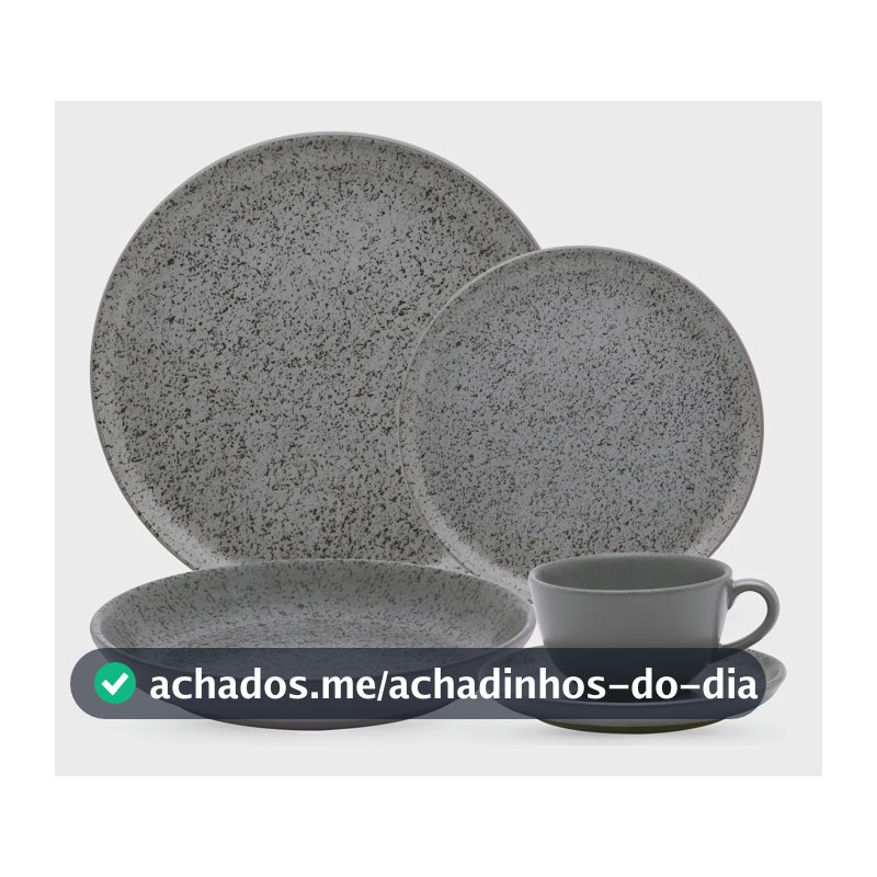 Aparelho De Jantar E Chá 20 Peças Flat Gray Cor Cinza Oxford