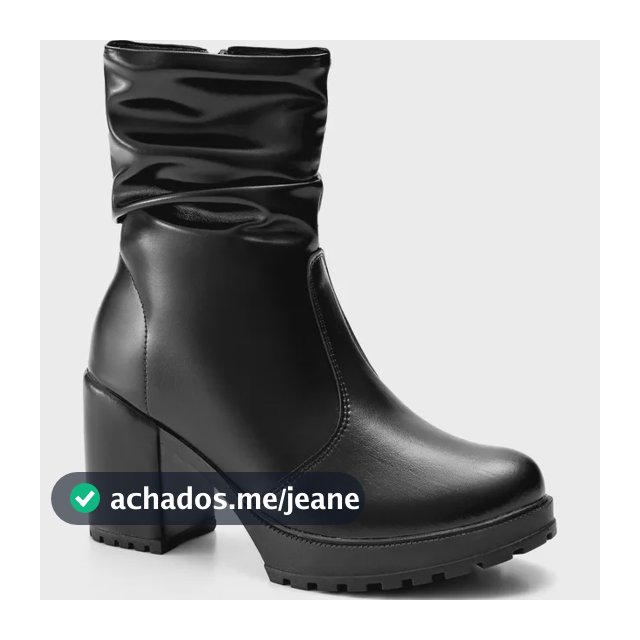 Bota Feminina Lumiss Tratorada Salto Alto Bloco Enrugada