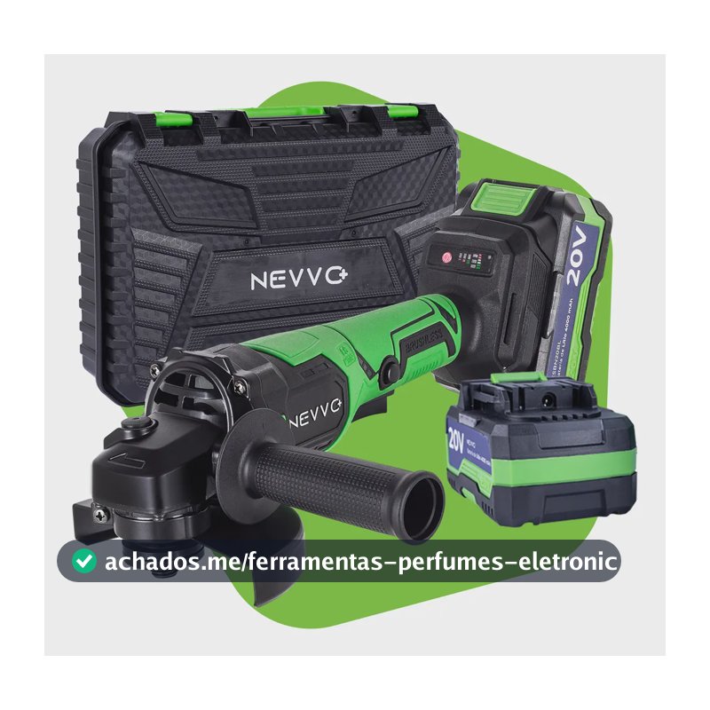 Esmerilhadeira Angular Brushless 9000 Rpm 20v Sem Fio Nevvo Preto/verde 20v 50/60 Hz