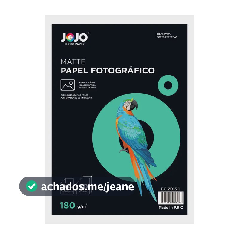 Papel Fotográfico Matte A4 180g Resistente à Água 200 Folhas Jojo