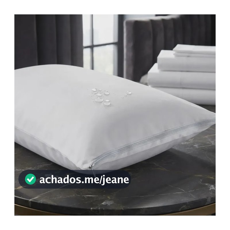 Kit 2 Capas Protetoras Impermeáveis Percal 180 Fios Algodão Travesseiros Marca Temima Cor Branco