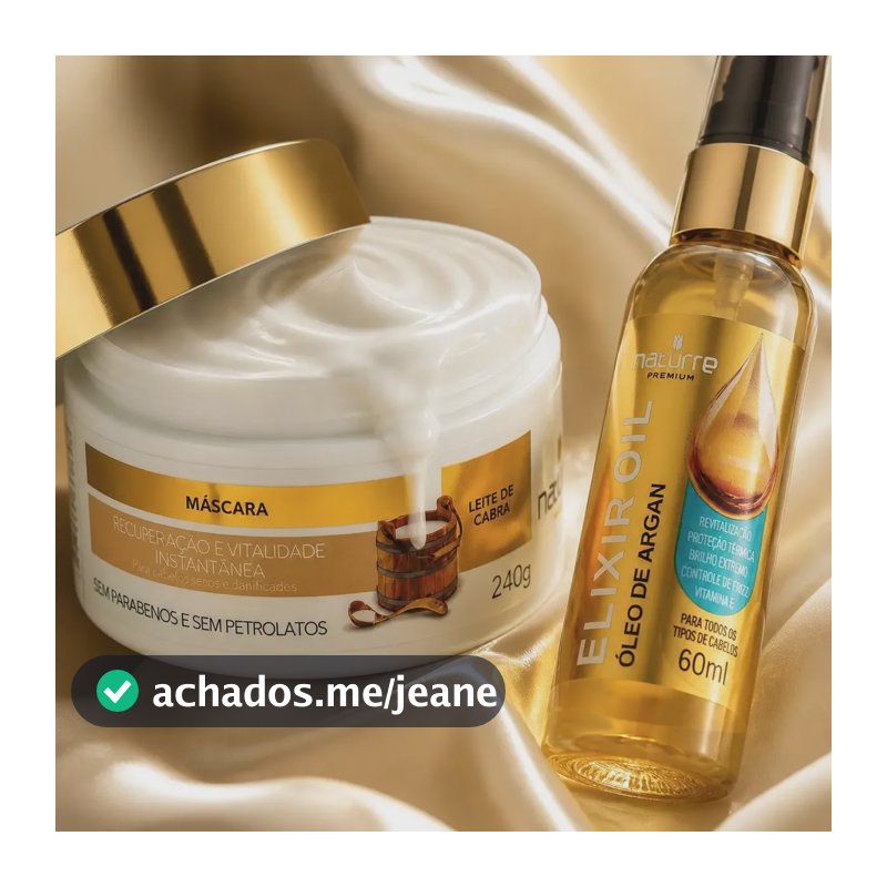 Kit Máscara Leite De Cabra + Óleo Argan Revitalização Brilho