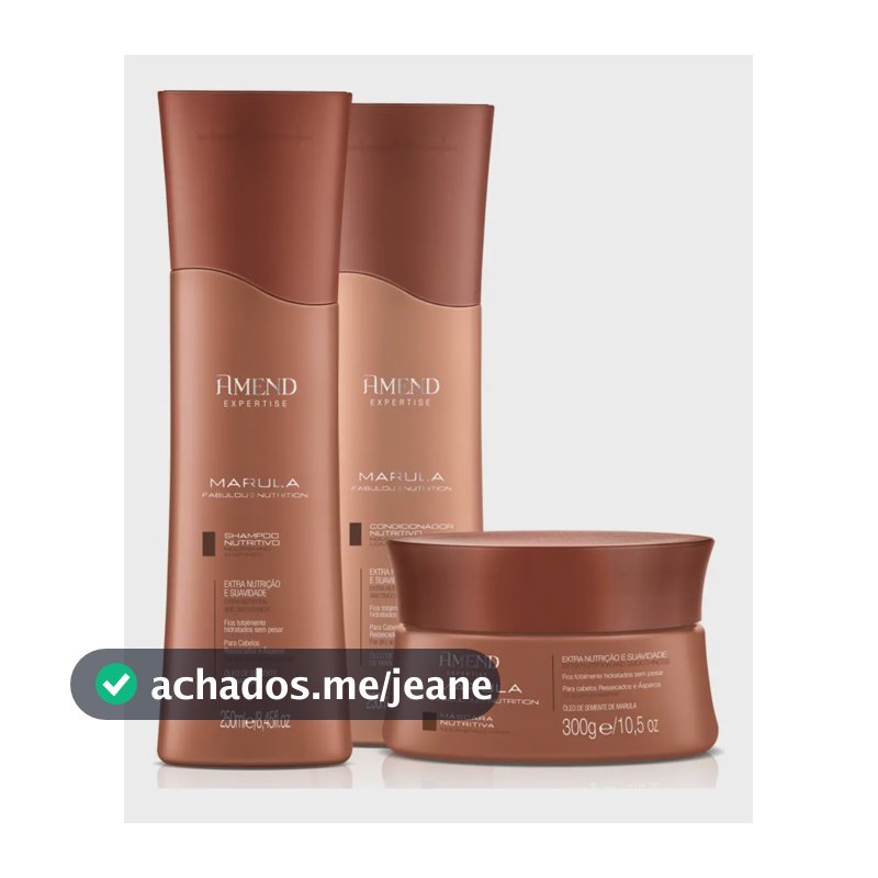 Kit Amend Nutrição Marula Shampoo Condicionador E Máscara