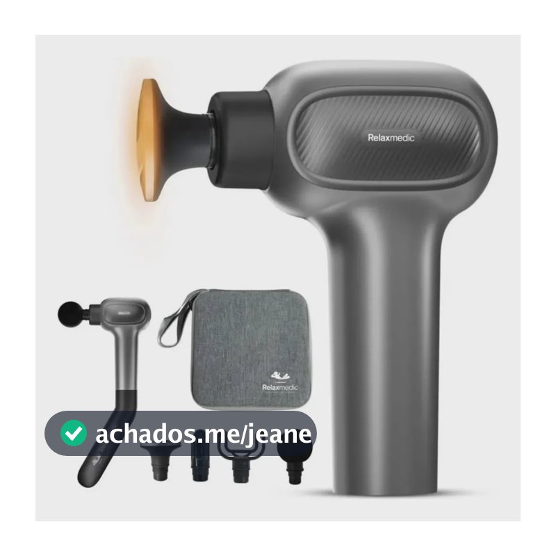 Pistola Massageadora com Aquecimento Elétrica Deep Therapy Flex Relaxmedic Cinza