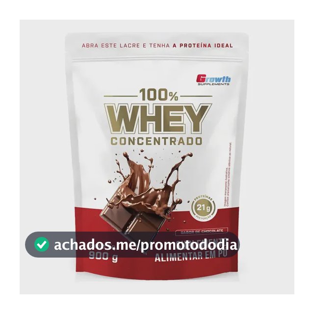 Whey protein Growth Supplements 100% Concentrado 900g em pó sabor Chocolate x 900g