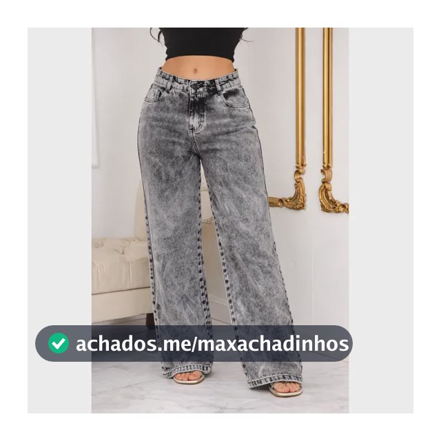 Calça Jeans Wide Leg Feminina Cintura Alta Sem Lycra Stillge