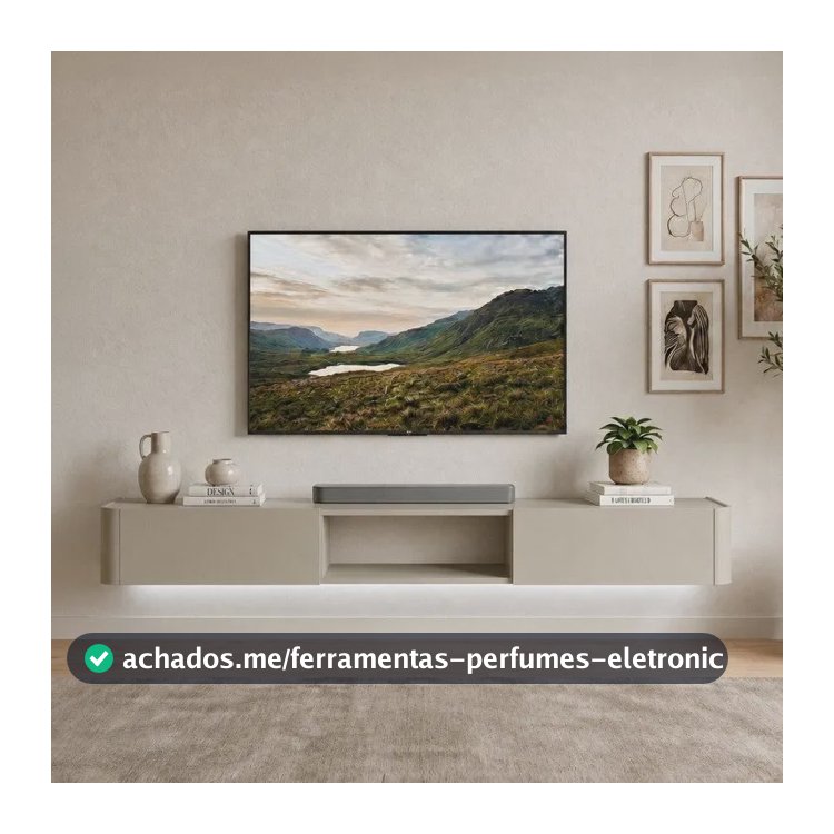 Rack Suspenso Para Tv Ate 75 Polegadas 2 Gavetas 180cm Oslo Bege