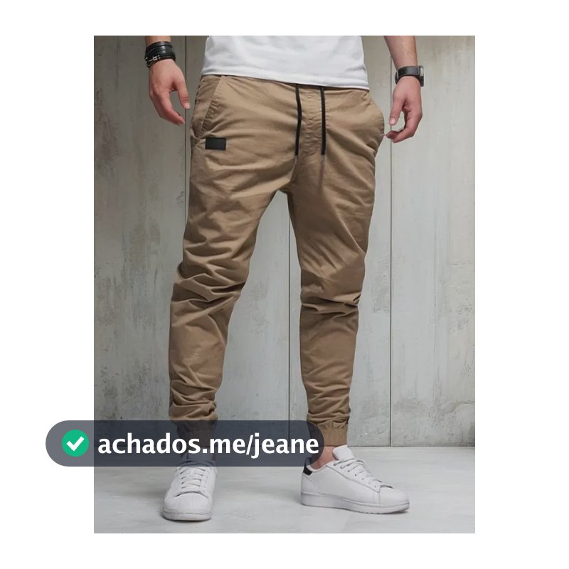Calça Cargo Jogger Casual Sarja Algodão Masculina..ty Cáqui S