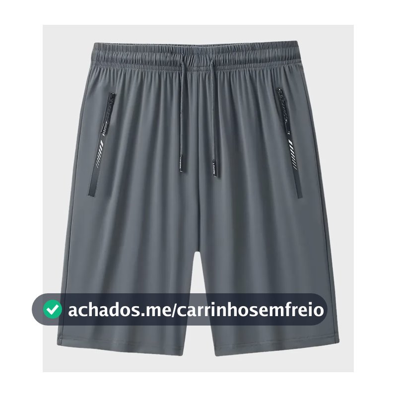 Short Masculino Bermuda Praia 2 Bolsos Zíper Secagem Rápida