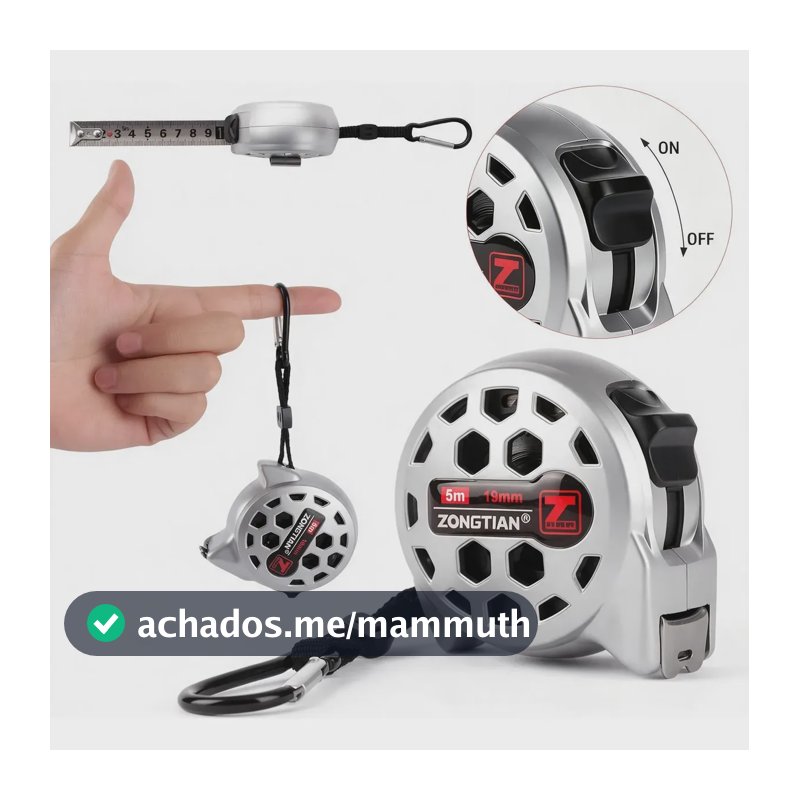 Trena Fita Métrica Retrátil 5m X 19mm Inox À Prova D'água