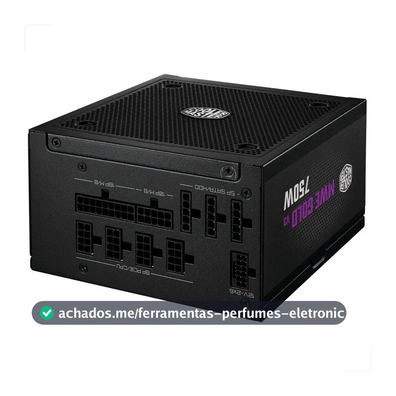 Fonte De Alimentação Para Pc 750W FULL MODULAR ATX 3.1 MWE GOLD 750 V3 PFC ATIVO 80 PLUS GOLD Cooler Master COM CABO DE FORCA