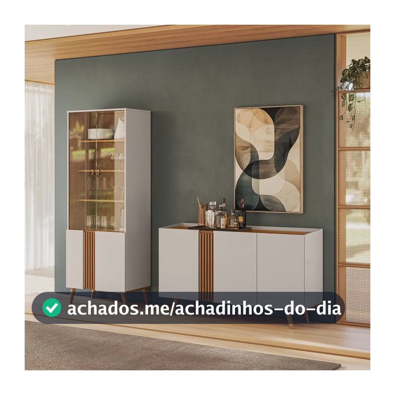 Conjunto Jantar Capri Com Buffet E Cristaleira - Colibri Off White Fosco/freijó