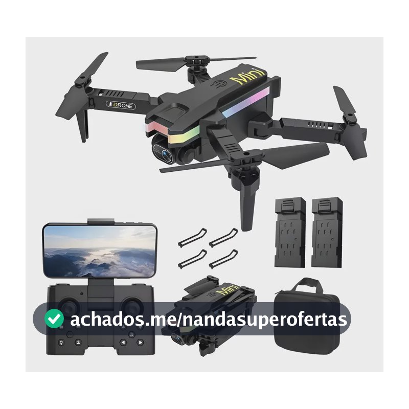 Drone Ls-xt8 Mini Pro Com Câmera Hd Com 2 Bat Fpv Led Flex Preto