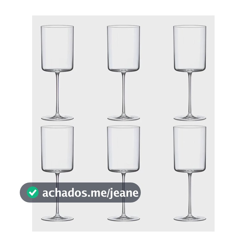Jogo De 6 Taças De Cristal Para Água 420ml Minimal Classic