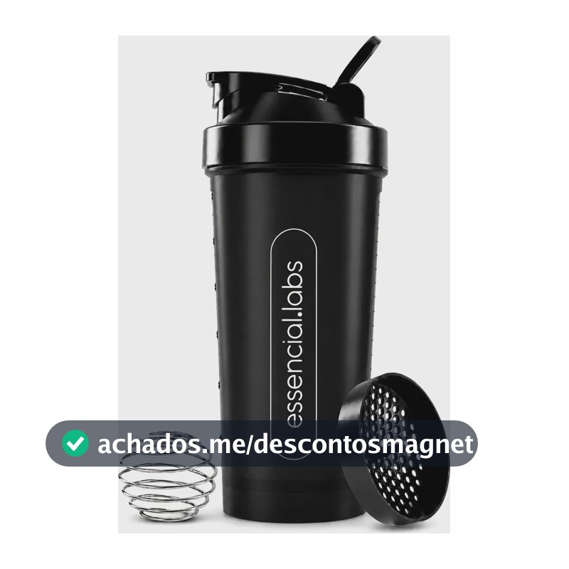 COQUETELEIRA / SHAKER Academia BPA Free Cor Preto - 600ml