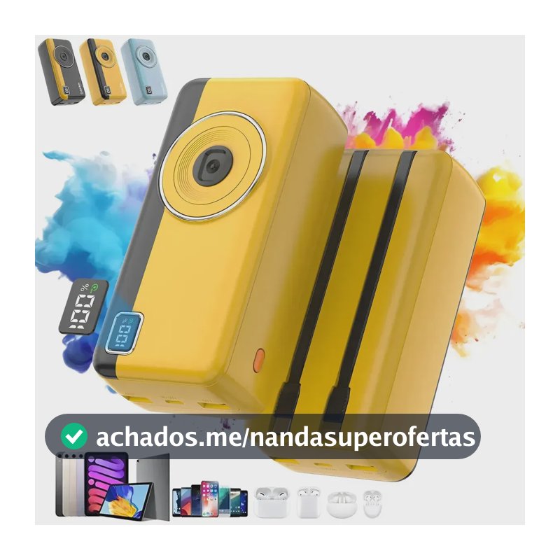 Power Bank Basike 30000mAh de Carregamento Rápido 22.5W para iPhone e Android com Cabos Integrados