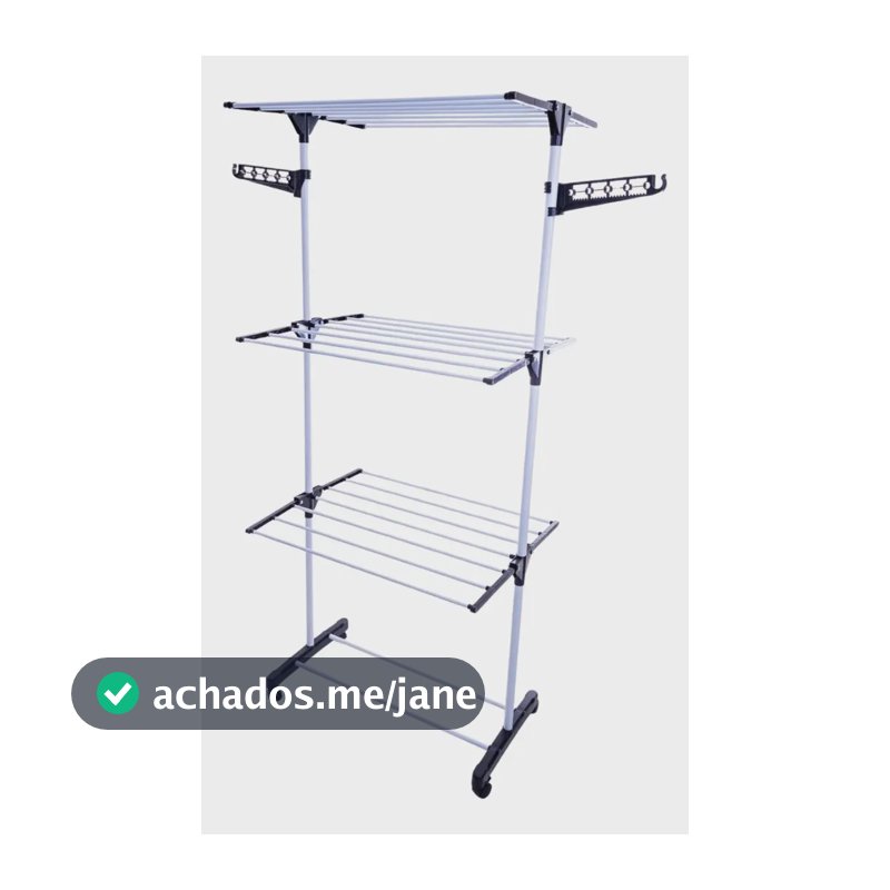 Varal De Chão Portátil Dobrável 3 Andares Vertical  Roupas Preto