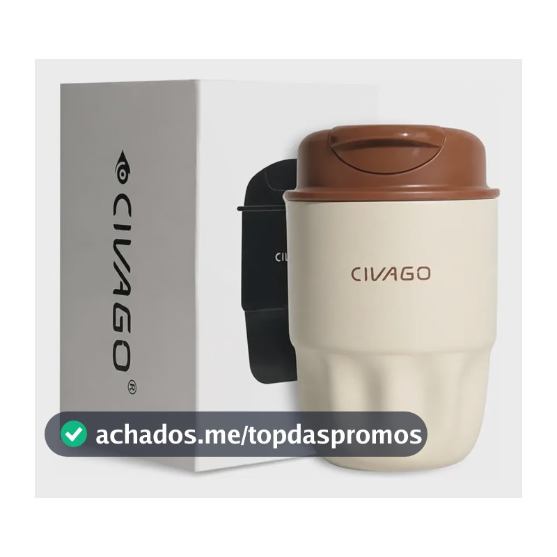 300ml Copo Térmico Inox Com Tampa Para Café E Chá Civago Café