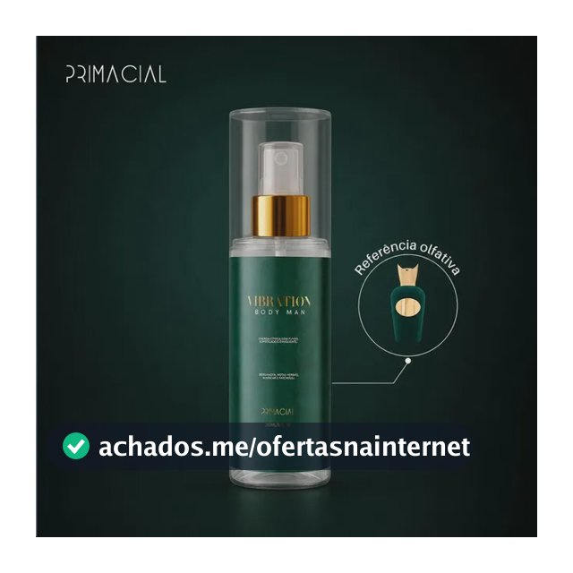 Body Splash Masculino Vibration 200ml - Primacial Perfume Bergamota Fresco