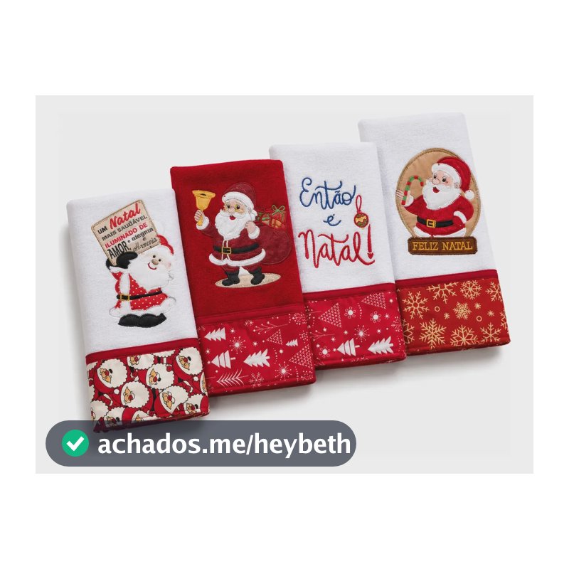 Pano De Prato Natal 100% Algodão Barrado Presenteável Kit 4 Kit 1- Então É Natal